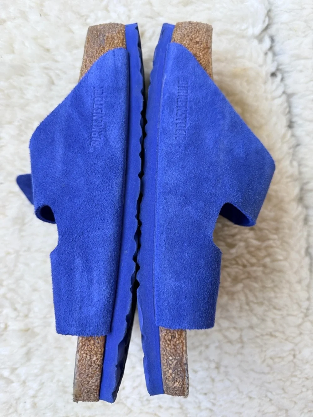 Birkenstock Cobalt Blue Suede Double-Buckle Sandals like new Sz 38 - Picture 3 of 7